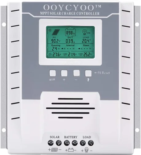 Vista 7 de controlador de carga MPPT 40 amperios 12V/24V Auto, regulador de carga de panel solar 40A con pantalla LCD retroiluminada máxima 100V para batería