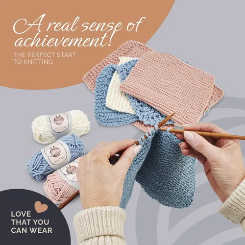 Vista 3 de Thoughtful Stitch Kit de tejido para principiantes, adultos y niños, kit completo de tejer, juego de hilo para aprender a tejer con libro tutorial