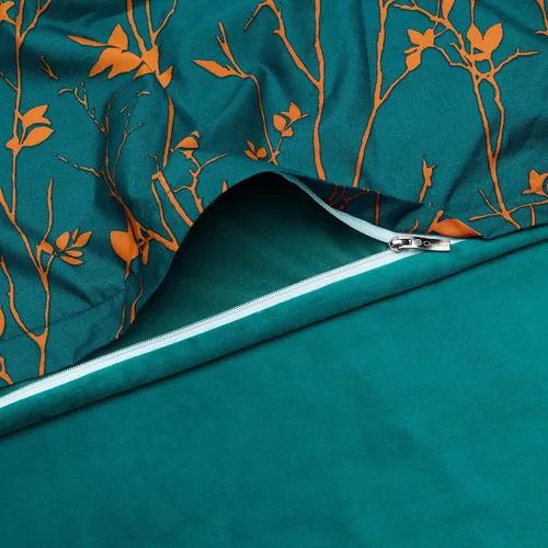 Vista 4 de Chanasya Juego de funda de edredón reversible de 3 piezas de terciopelo de microfibra cepillada ultrasuave de alta calidad, estampado de follaje