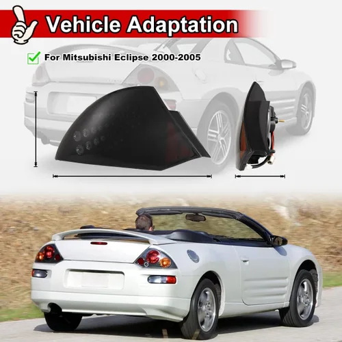 Vista 4 de Nixon Offroad Luces traseras para Mitsubishi Eclipse 2000-2005 Lámparas traseras LED de repuesto para luces traseras de automóvil, 1 par