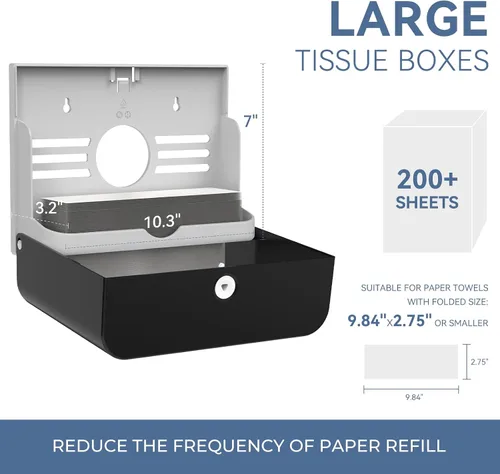 Vista 2 de Dispensador de toallas de papel para montaje en pared, adhesivo sin perforación, multipliegue, triple pliegue C, dispensador comercial de toallas