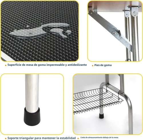 Vista 4 de ROOMTEC Mesa de aseo para perros de 36", estación plegable de baño para mascotas con brazo de altura ajustable/lazo/bandeja de malla Negro