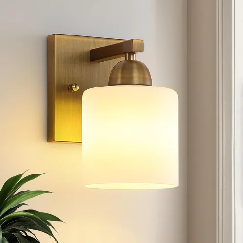 Vista 20 de Mecgirn Luces de tocador de vidrio de leche de acero inoxidable para baño, 2 lámparas cromadas de baño sobre espejo, enchufes E26 de cerámica