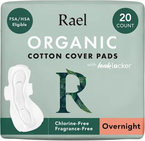 Vista 12 de Rael Almohadillas para Mujeres, Cubierta de Algodón Orgánico - Toallas Sanitarias con Alas, Cuidado Femenino, Toallas Sanitarias, Absorción Máxima