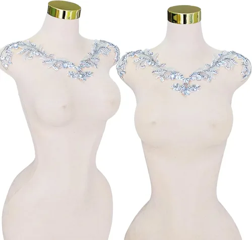 Vista 37 de Parches de cristal hechos a mano con cuentas de encaje de diamantes de imitación para accesorios de ropa de vestir (S1-champán)