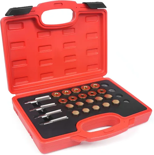 Vista 9 de Kit de reparación de roscas para tapón de drenaje de aceite M13 x 1.25 mm, herramienta de roscado de tornillos de cárter de aceite, kit