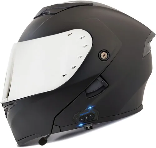 Vista 32 de Casco modular Bluetooth para motocicleta, aprobado por DOT, abatible, de cara completa, integrado, antivaho, doble visera, casco para motocicleta