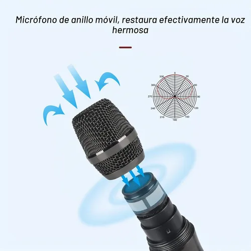 Vista 4 de Diyeeni Micrófono de karaoke de mano, sistema de micrófono con receptor recargable, micrófono dinámico portátil con pantalla LED, para cantar