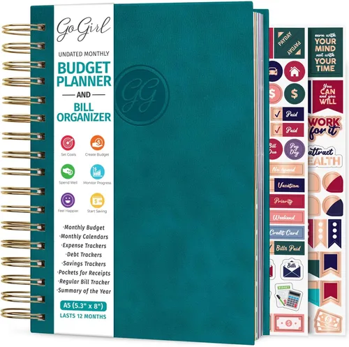 Vista 12 de GoGirl Planificador de presupuesto y organizador mensual de facturas, libro financiero mensual con bolsillos. Cuaderno de seguimiento de gastos
