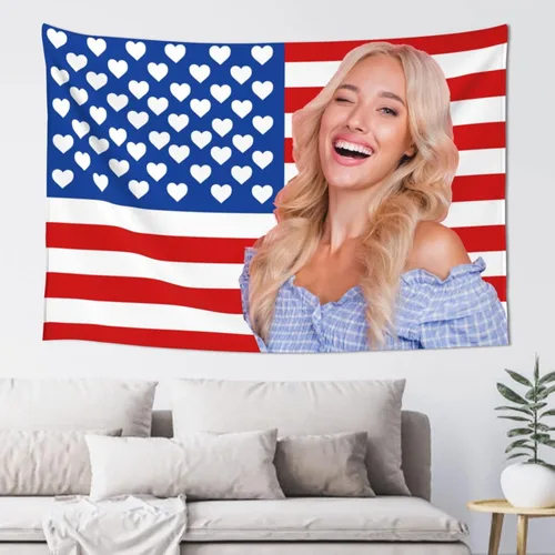 Vista 17 de Tapiz personalizado para cargar imágenes para colgar en la pared, telón de fondo personalizado con foto y texto, carteles personalizados