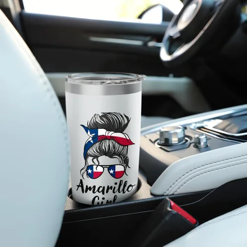 Vista 6 de Amarillo Texas - Vaso aislado de acero inoxidable para mujer y niña