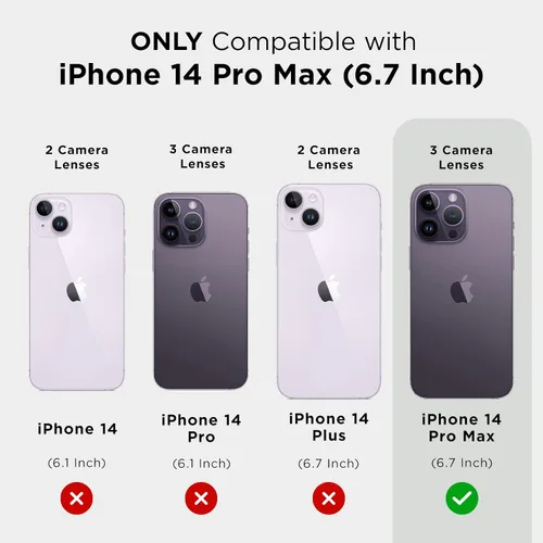 Vista 7 de Case-Mate Funda 3 en 1 para iPhone 14 Pro Max (negro intenso), vidrio templado y protector de lente, protección contra caídas de 15 pies, compatible