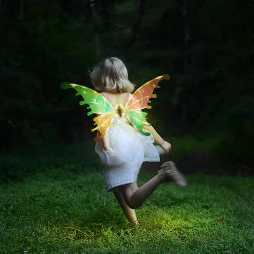 Vista 6 de GOLDGE Alas de hadas iluminadas para niñas y mujeres adultas, alas de ángel de mariposa para Halloween, Navidad, disfraces de fiesta