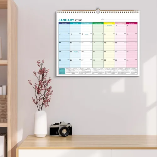 Vista 7 de Kyweel Calendario de pared 2026-2027, enero 2026-junio 2027, 15 x 12 pulgadas, días festivos destacados, calendario de planificación, papel grueso