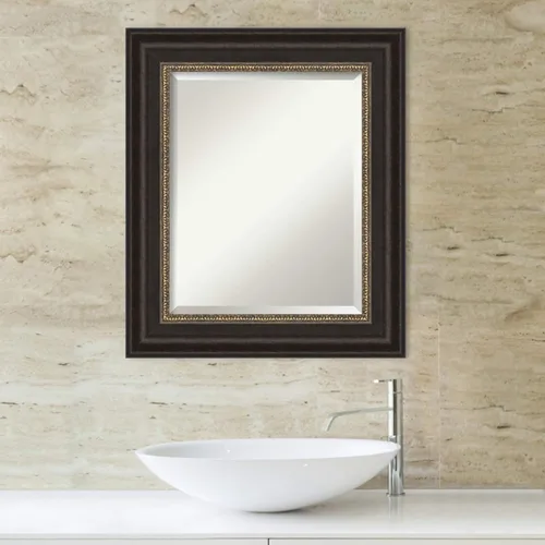Vista 5 de Amanti Art Espejo de baño de bronce para sobre el fregadero, espejo rectangular de bronce Paragon de 27 x 23 pulgadas, marco tradicional pequeño, se