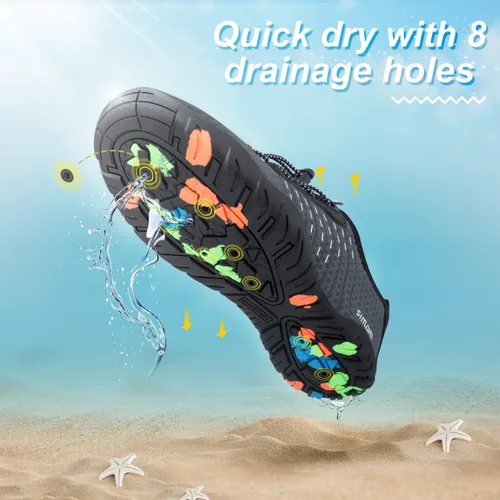 Vista 2 de Simari Zapatos de agua para mujer, hombre, natación, playa, piscina, deportes acuáticos, secado rápido, estilo descalzo, buceo, surf y caminar