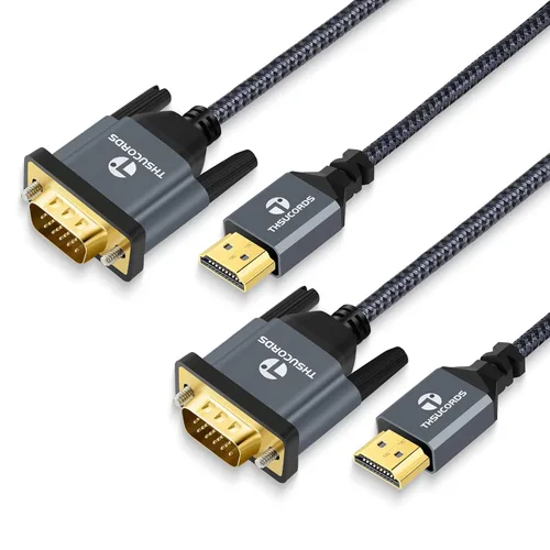 Vista 8 de Thsucords Cable HDMI a VGA de 3.3 pies, cable trenzado chapado en oro HDMI a VGA (macho a macho) compatible con computadora, escritorio, portátil