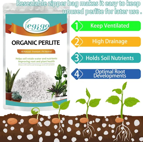 Vista 2 de Legigo 2 Cuartos de Perlita Hortícola Orgánica para Plantas de Interior - Aditivo Acondicionador Natural de Suelo Hortícola Mezcla para Mejorar