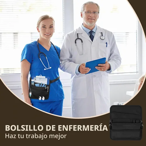 Vista 7 de Likesing Delantal de servidor, delantal de servicio con bolsillos para camarera, bolsa de herramientas de cintura para camarero con cinturón Negro-5