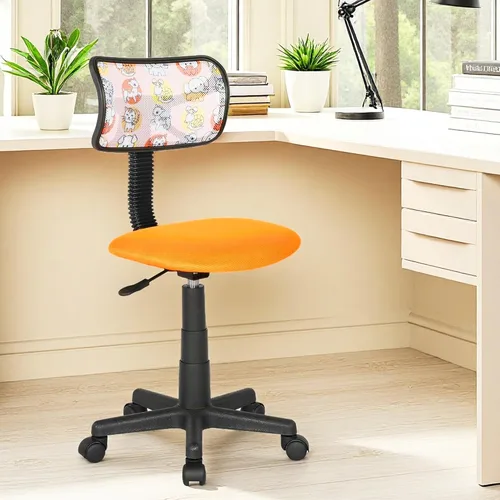 Vista 6 de JJS Home - Juego de escritorio y silla giratoria pequeña, asiento ergonómico ajustable de malla transpirable, asiento ergonómico ajustable, taburete