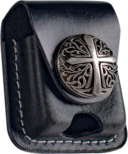 Vista 12 de Funda de cuero para encendedor hecha a mano con lazo para cinturón de bolsillo