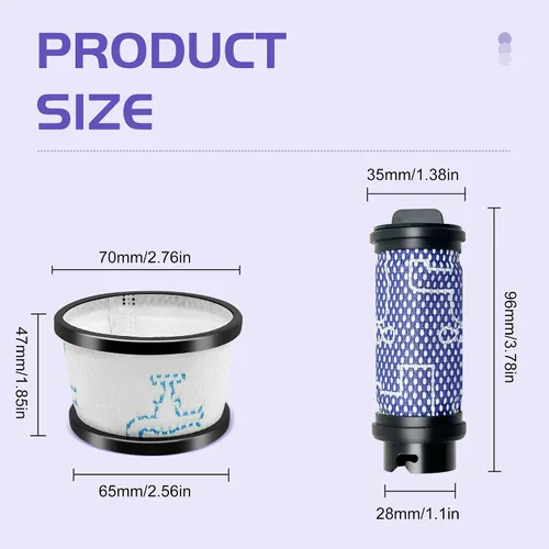 Vista 2 de Smilefil - Kit de filtro de repuesto para filtro primario y secundario, accesorios compatibles con aspiradora inalámbrica Inse N5 S6 S6P S600