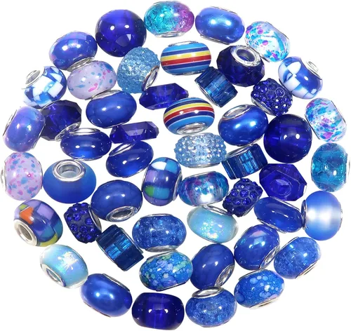 Vista 8 de TOAOB 50pcs Surtido Resina Europea Azul Grande Agujero Espaciador