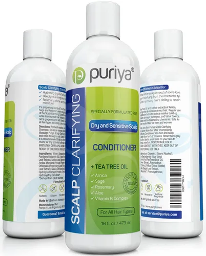 Vista 4 de Puriya Champú sin sulfato, acondicionador para el cabello con aceite de árbol de té y gel de baño para hombres y mujeres, juego de baño 3 en 1