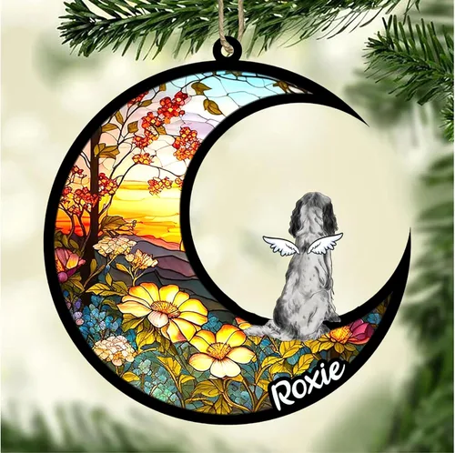 Vista 807 de LOVELYPOD Adorno de Navidad personalizado para perro Basset Hound (marrón) Basset Hound (marrón) adorno para atrapasoles de perro, razas de perros