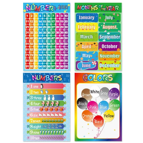 Vista 5 de Carteles educativos para niños en edad preescolar, niños y niñas, aulas, alfabeto, números, formas, colores, estaciones, semana, meses, más, 11 x 16