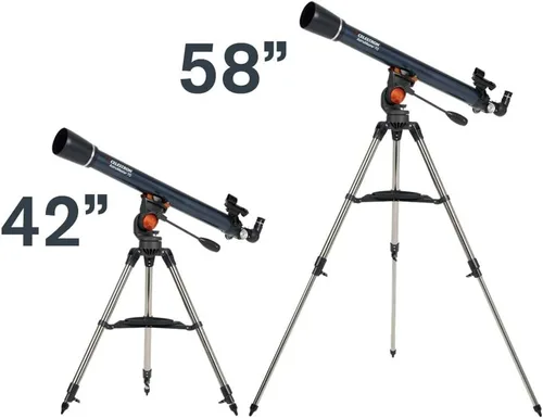 Vista 9 de Celestron – Telescopio AstroMaster 70AZ – Telescopio refractor – Óptica de vidrio totalmente recubierta – Trípode de altura ajustable – Paquete