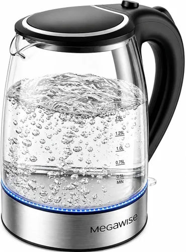 Vista 9 de MEGAWISE 2L Hervidor eléctrico de cristal, caldera de agua de 1000W con luz Negro