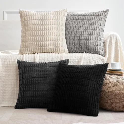 Vista 12 de MIULEE Paquete de 4 fundas de almohada decorativas neutras de 16 x 16 pulgadas para sofá, sala de estar, cama, estilo rústico, granja, bohemio