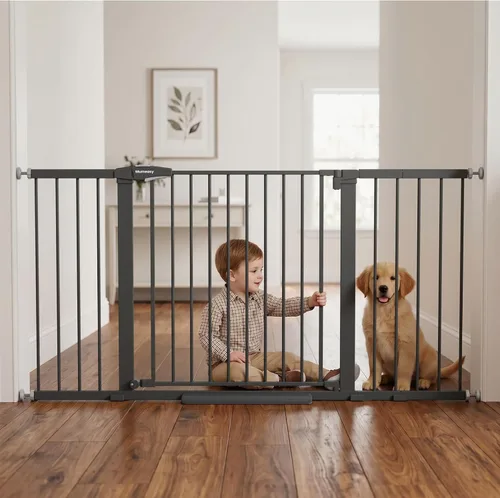 Vista 16 de Mumeasy Puerta de bebé extra ancha de 29.7-57 pulgadas para puertas, puerta de perro de cierre automático para interiores para escaleras, puerta
