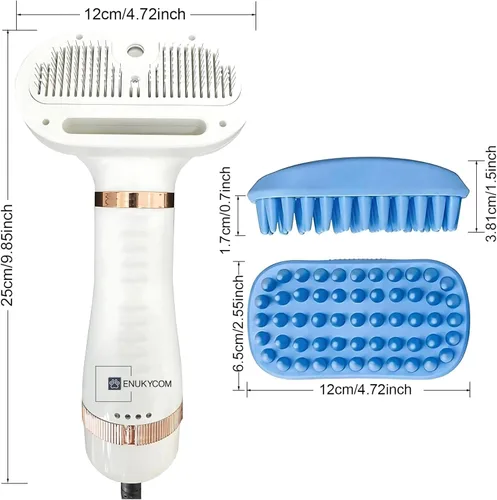 Vista 8 de Secador de pelo silencioso para mascotas de 300 W - Secador de pelo para mascotas para perros y gatos pequeños y medianos con peine extraíble