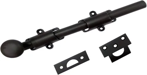 Vista 29 de QCAA Perno de puerta holandés de latón macizo, 12 pulgadas, negro mate, fabricado en Taiwán, 1 paquete