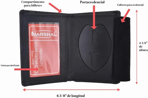 Vista 3 de Marshal - Cartera de piel auténtica RFID delgada y plegable para tarjetas de identificación Negro