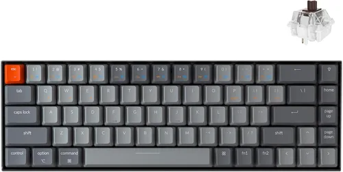 Vista 9 de Keychron K6 Teclado mecánico inalámbrico intercambiable con Bluetooth 5.1/cable para juegos, retroiluminación LED RGB compacta de 68 teclas