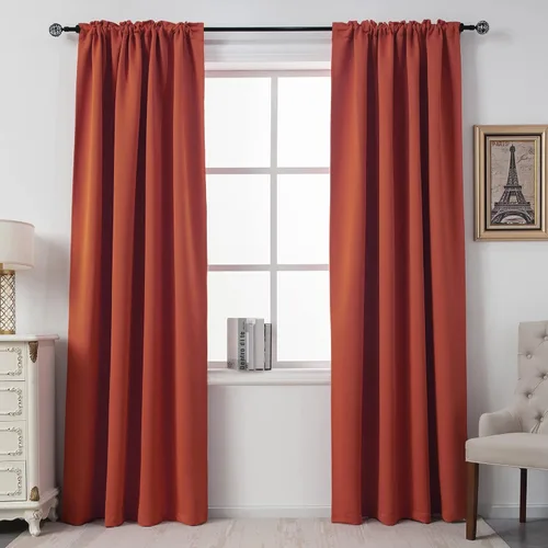 Vista 19 de DUALIFE Cortinas opacas de 45 pulgadas de largo, 2 paneles para ventanas pequeñas de dormitorio, aislamiento térmico, bolsillo para barra, cortinas