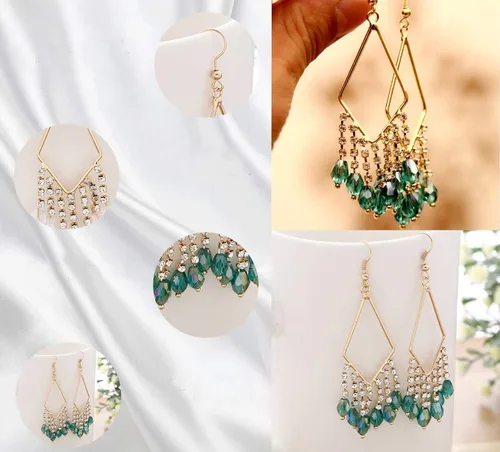 Vista 3 de Pendientes de ratán para mujer, pendientes de acrílico para mujer, pendientes de Navidad, regalo para mujer