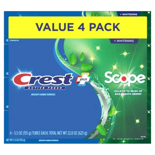 Vista 7 de Crema dental Crest Whitening Plus Scope, pasta de dientes Complete Active Fresh + blanqueamiento, 5.5 oz, pasta de dientes para dientes sensibles