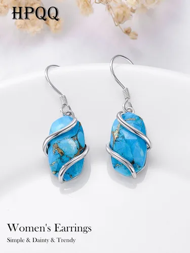 Vista 7 de Regalos para mujer, aretes de plata de ley 925 para mujer, delicados aretes colgantes de piedra ovalada, joyería fina, regalos para el día de San