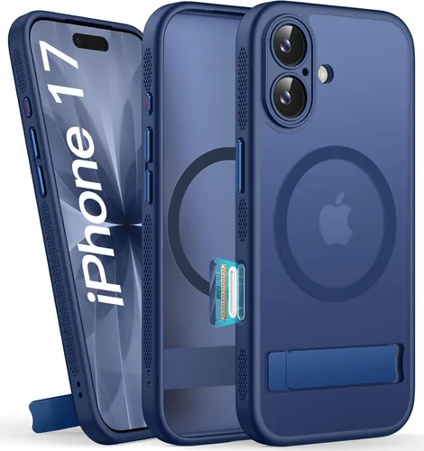 Vista 38 de BXYJY Funda magnética para iPhone Air con soporte, compatible con MagSafe, botón de control de cámara, protección completa de la lente, caída