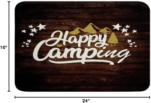 Vista 3 de Feelyou Alfombras de baño para cámper, alfombras de baño para campamento feliz, para ducha, tina, caravana, camping, baño, antideslizantes