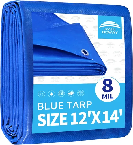 Vista 92 de RAINDEWAY Lona pequeña negra de 3x3 pies (paquete de 2), resistente a los rayos UV, lonas polivalentes de resistencia media impermeables, lona