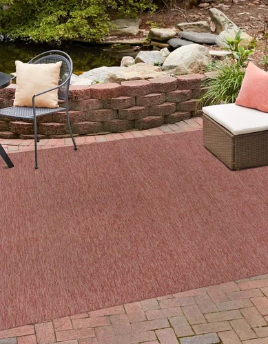 Vista 34 de Unique Loom Collection - Alfombra casual de transición sólida jaspeada para interiores y exteriores