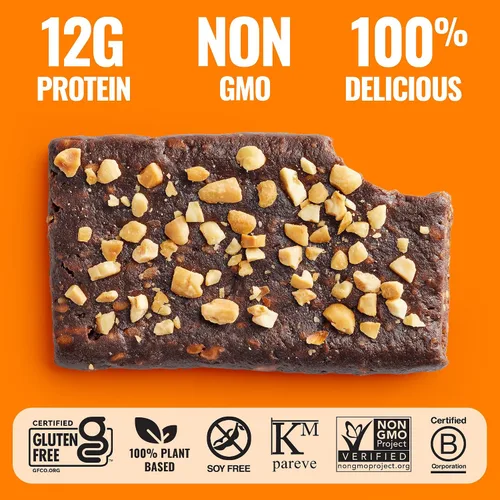Vista 4 de The GFB Barras de proteína de mantequilla de maní de chocolate, sin gluten, a base de plantas, sin OMG, hechas de forma sostenible, ridículamente