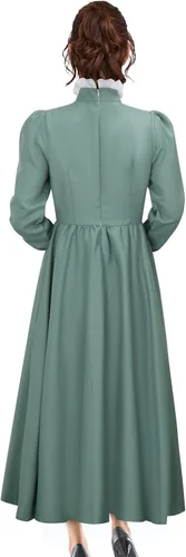 Vista 3 de Sophie Hatter - Disfraz de Halloween, vestido de línea A, para adultos, mujeres y niñas, color verde, de manga larga, disfraz de princesa