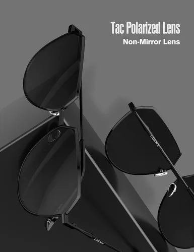 Vista 7 de LUENX Aviator Sunglasses Women Men Polarized Polygon Flat Lenses Trendy Designer Style 58MM
