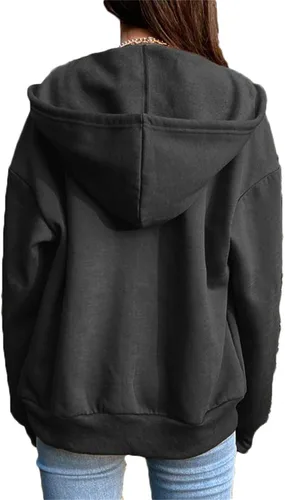 Vista 8 de COOLMONAR Sudadera con capucha Y2K para mujer, con cremallera, de gran tamaño, con estampado de ángel, abrigo con capucha Harajuku con cremallera